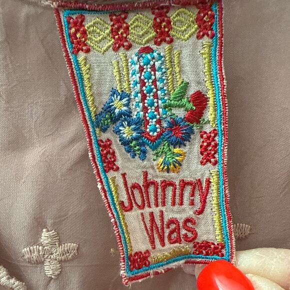 Johnny Was Plus V-Neck Embroidered‎ Tab Sleeve Midi Dress Dusty Rose Size 2X - Picture 8 of 12